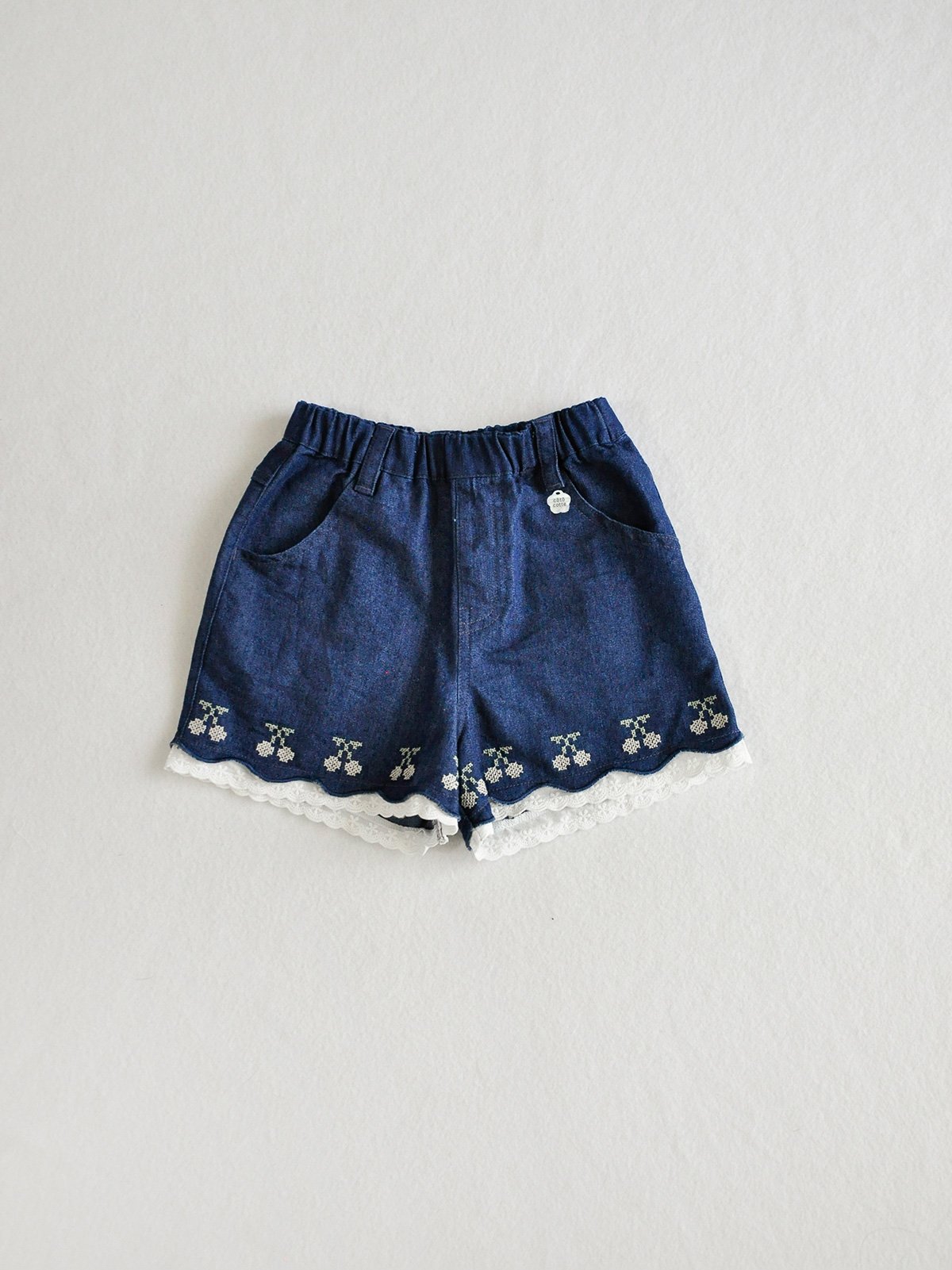 ハンドメイドn coto cotte さくらんぼ刺繍デニムパンツ 722-664040 [ 〜140cm ]