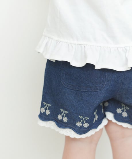 coto cotte　さくらんぼ刺繍デニムパンツ　722-664040  [ 〜140cm ]