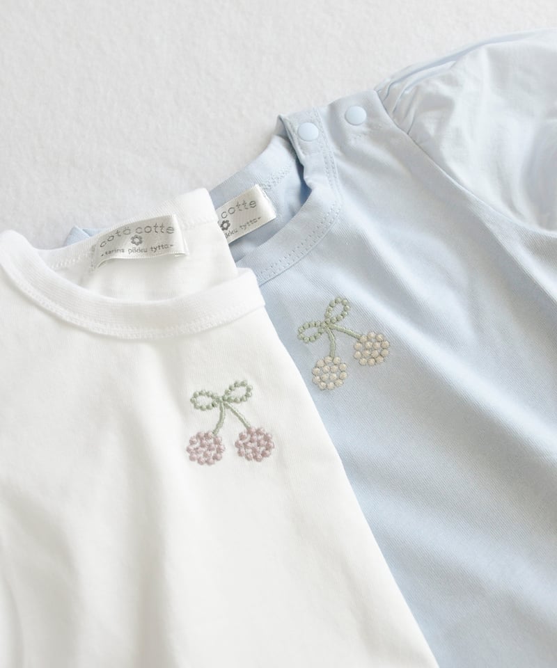 coto cotte さくらんぼ刺繍パフTシャツ 722-664039 [ 〜140cm ]