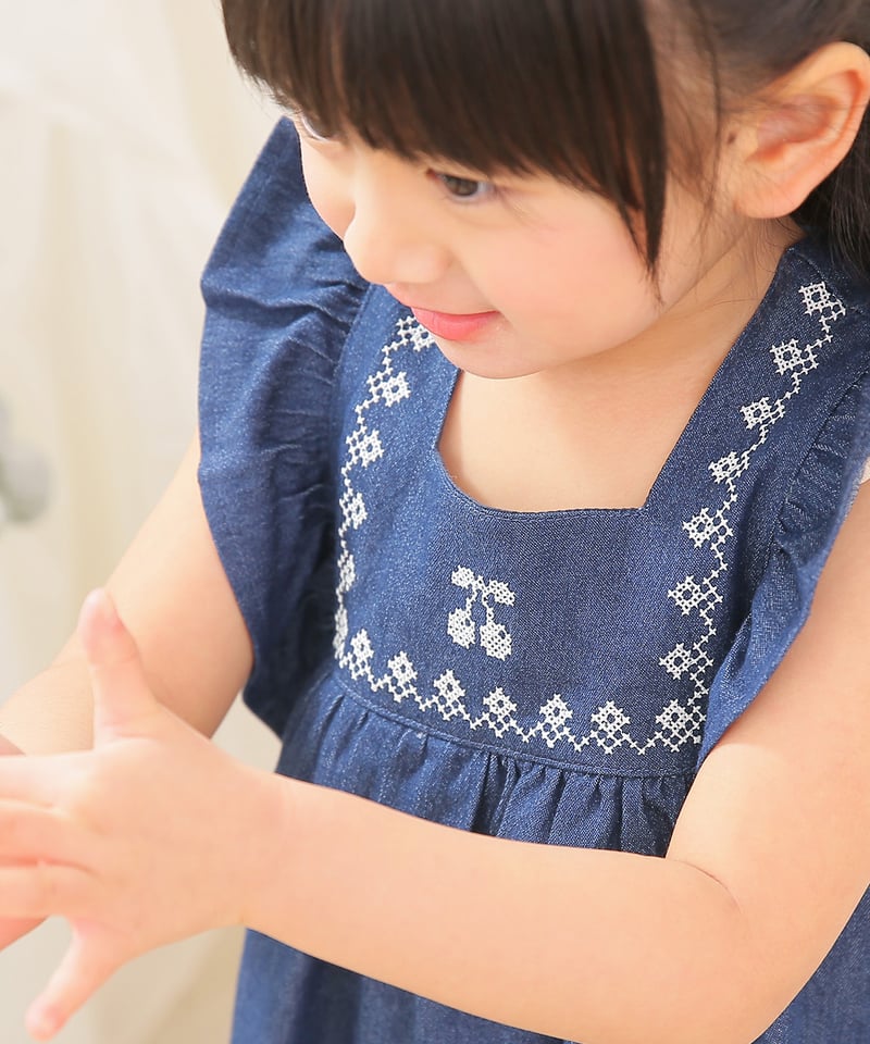 coto cotte さくらんぼ刺繍フリルワンピース 722-664038 [ 〜140cm