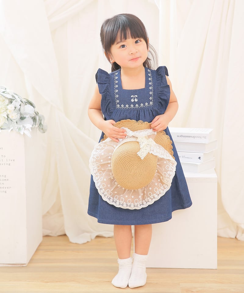 ワンピース Emster coto cotte さくらんぼ刺繍フリルワンピース 722-664038 [ 〜140cm
