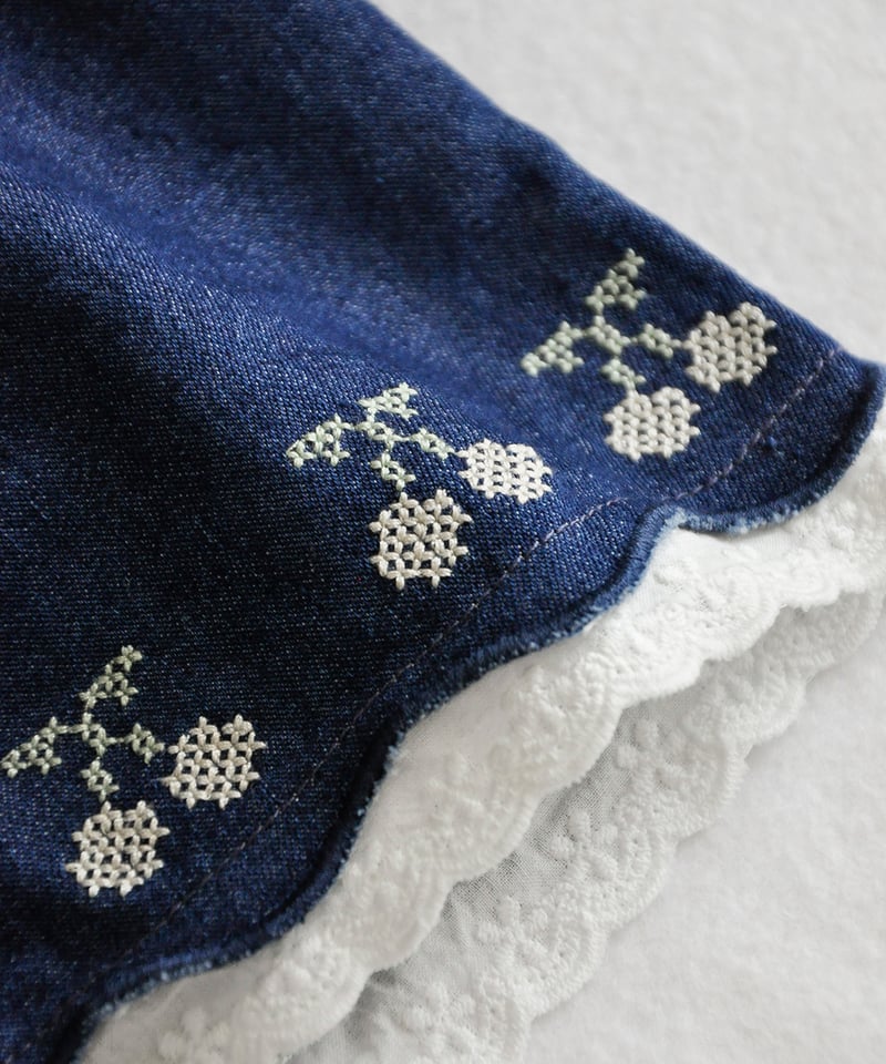 coto cotte さくらんぼ刺繍デニムパンツ 722-664040 [ 〜140cm ]