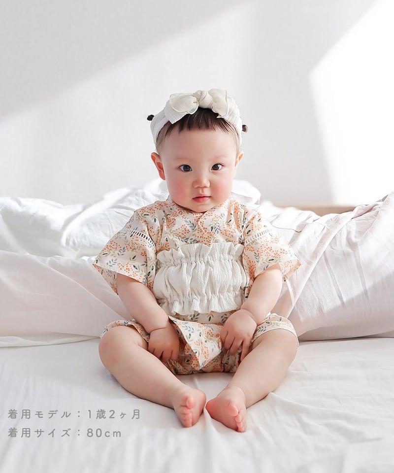 mocmof 帯付き 浴衣袖ロンパース（花柄）622-466099 | TAKARAYA