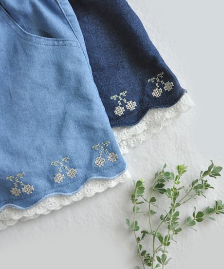 coto cotte　さくらんぼ刺繍デニムパンツ　722-664040  [ 〜140cm ]