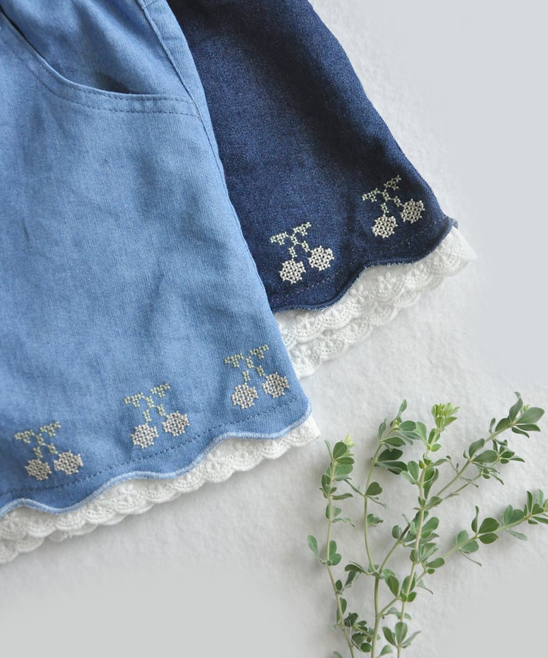 coto cotte さくらんぼ刺繍デニムパンツ 722-664040 [ 〜140cm ]