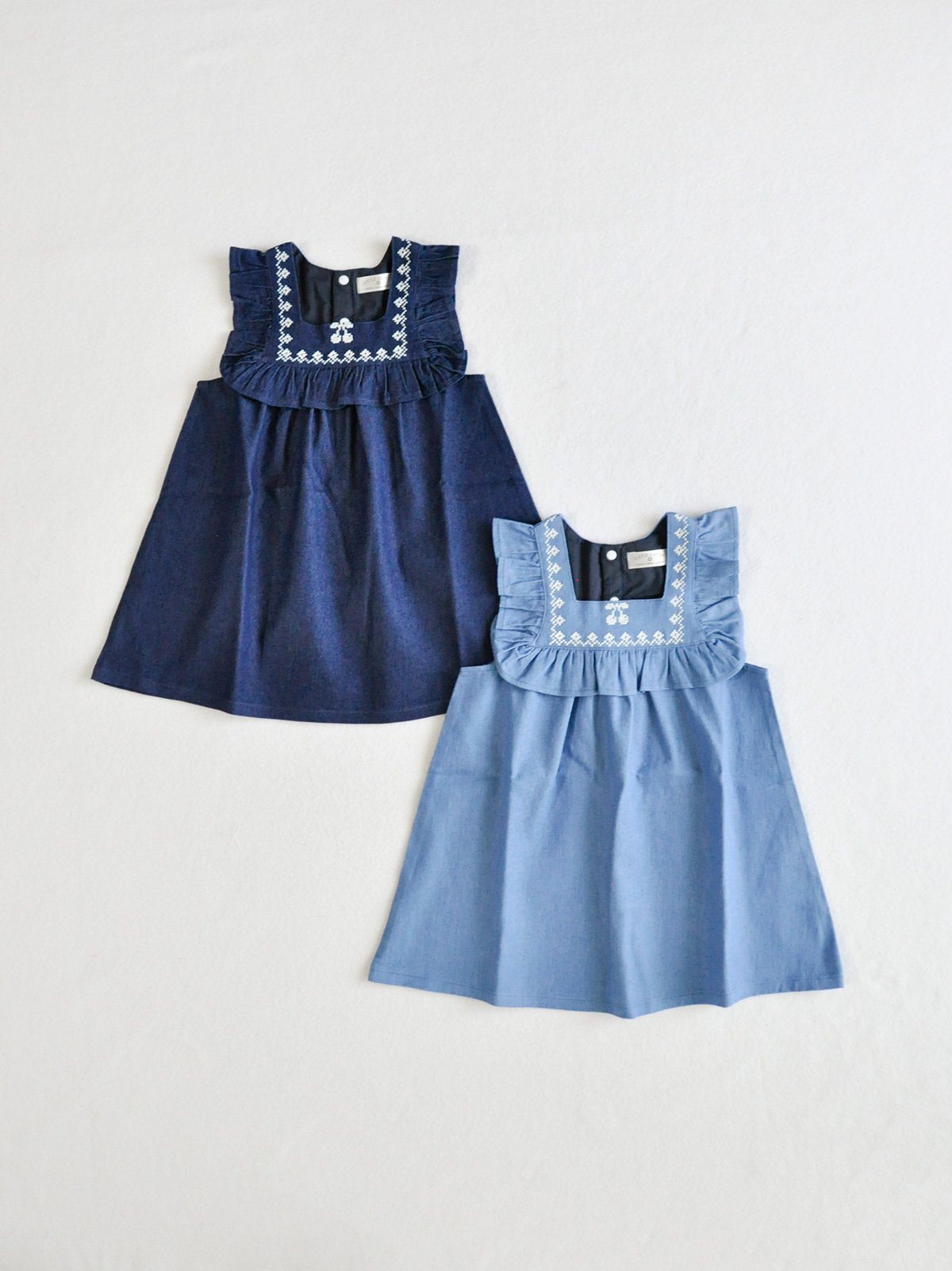 オーガニックコットン フリルワンピース coto cotte さくらんぼ刺繍フリルワンピース 722-664038 [ 〜140cm