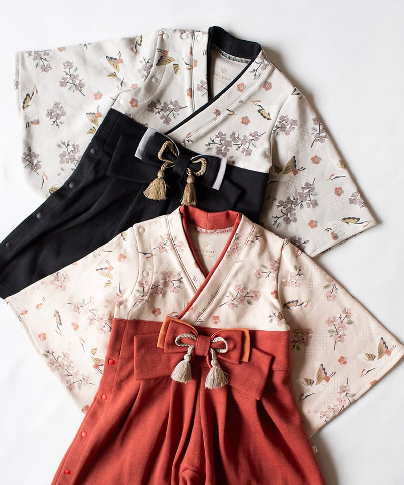 ノベルティ対象] mocmof 袴ロンパース（つる柄） 622-650001 | TAKAR