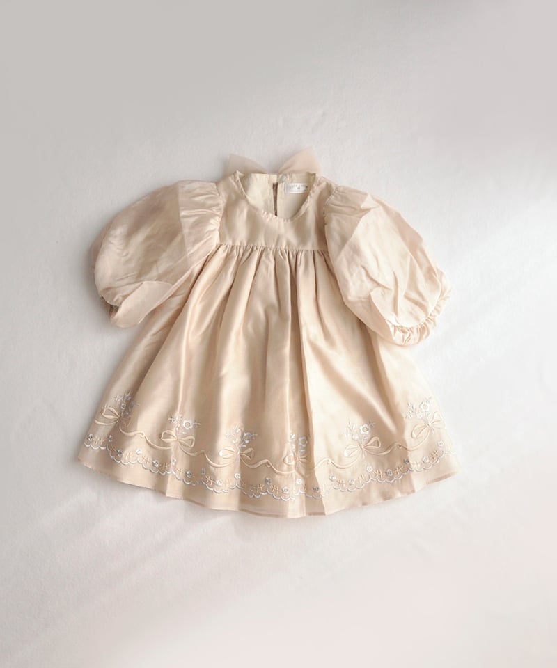 coto cotte 裾刺繍シアーパフワンピ 722-571024 | TAKARAYA ON