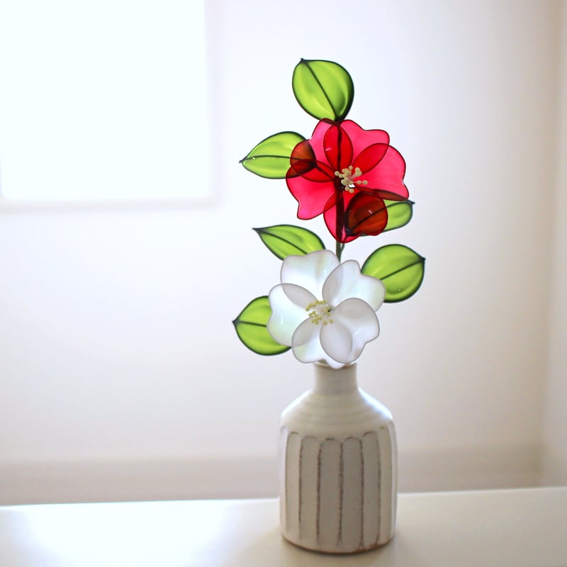 花瓶つき♪光に透ける椿〈Dip Art〉 | 透明創造室