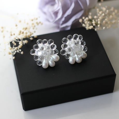 Pearl combi earrings (clear)