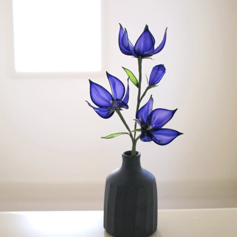 花瓶つき♪光に透ける桔梗〈Dip Art〉 | 透明創造室