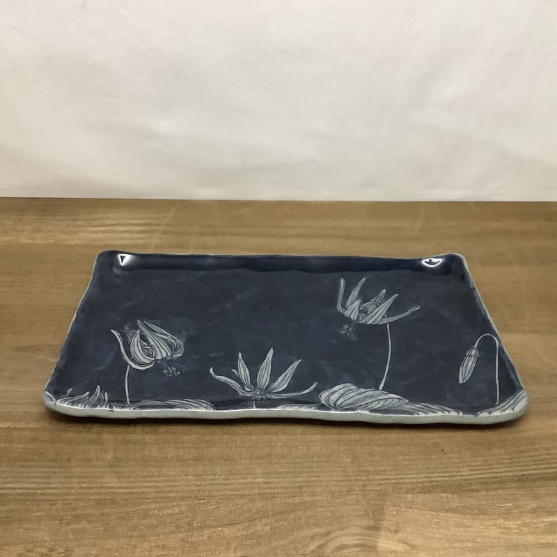 角皿　野の花　辻修作品 角皿野の花辻修作品