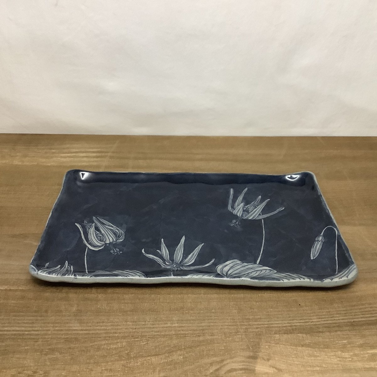 角皿　野の花　辻修作品 角皿野の花辻修作品