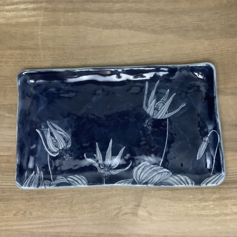 角皿　野の花　辻修作品 角皿野の花辻修作品