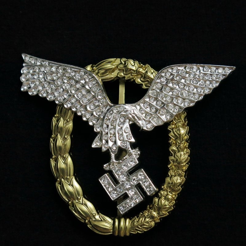 ナチスドイツ軍 ダイヤモンド入りパイロット偵察員章 プレス製 やや