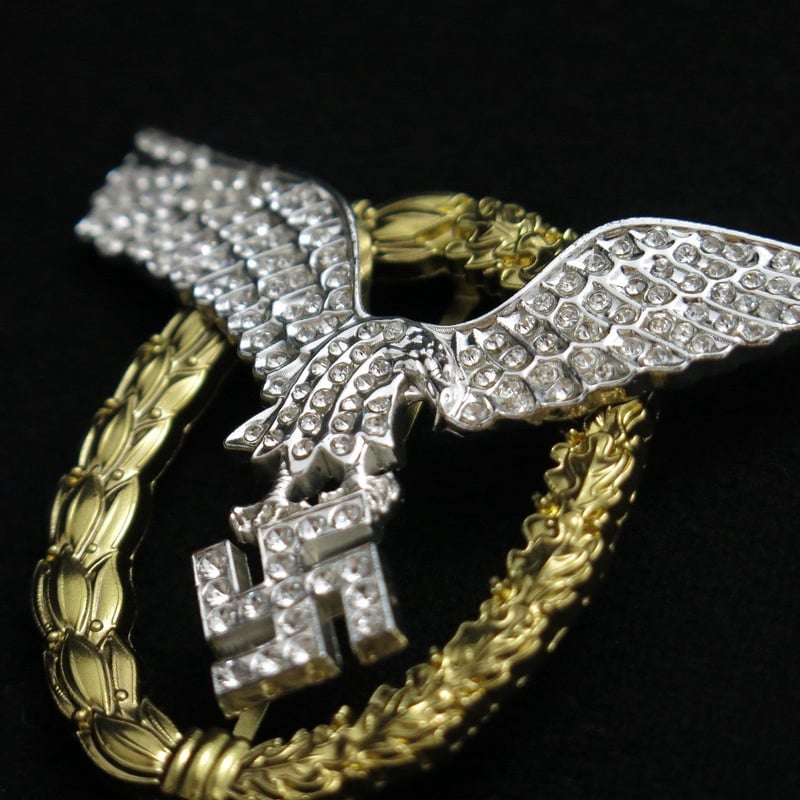 ナチスドイツ軍 ダイヤモンド入りパイロット偵察員章 プレス製 やや