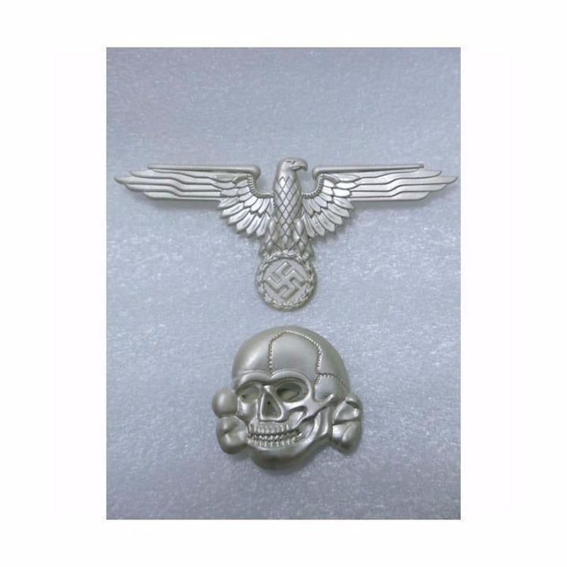 ナチスドイツ軍◇SS制帽用帽章◇シルバー・ホワイト◇髑髏・鷲 ナチスドイツ軍◇SS制帽用帽章◇シルバー・ホワイト◇髑髏・鷲