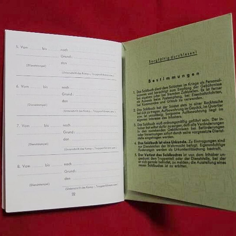 WW2 ナチスドイツ軍 SS 親衛隊 手帳 身分証明書 ゾルトブーフ WW2 ナチスドイツ軍 SS 親衛隊 手帳 身分証明書 ゾルトブーフ