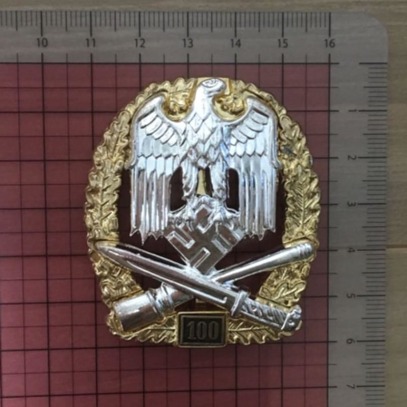 WW2 ナチスドイツ軍 一般突撃章[100回] 銅製 精密複製品