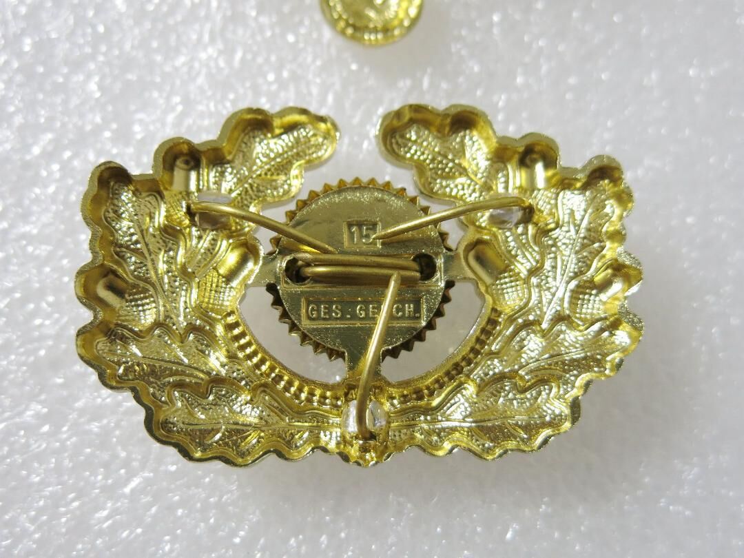 ⊞ドイツ軍＊陸軍＊アルミ製＊帽章/コカルデ＆クランツ（実物) ナチスドイツ軍 陸軍将校ワシ&コッカード帽章セット