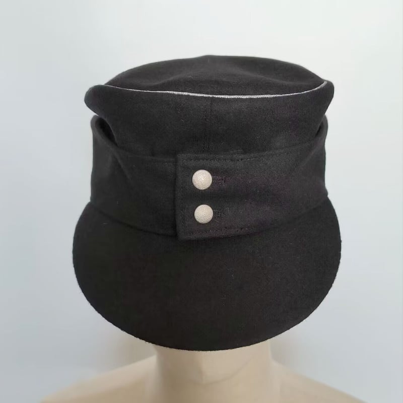 WW2 ナチスドイツ軍 将校用 M43 規格帽 黒 ウール製 PANZER