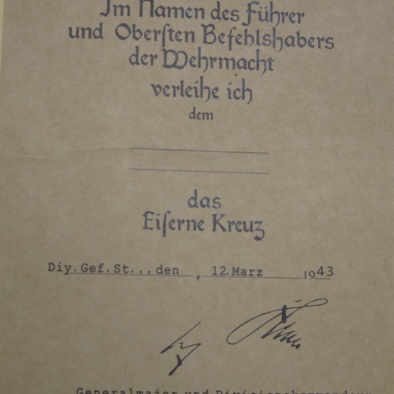 WW2 ナチスドイツ軍 柏葉剣付騎士鉄十字勲章 艶無 勲記付