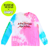 < Bashar Murad x WAIFU > Long Sleeve T-Shirt (Tie-Dye/Pink and Blue)  type-E