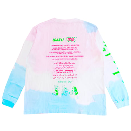 < Bashar Murad x WAIFU > Long Sleeve T-Shirt (Tie-Dye/Pink and Blue)  type-D