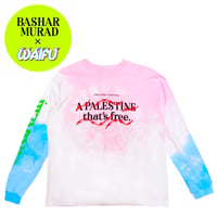< Bashar Murad x WAIFU > Long Sleeve T-Shirt (Tie-Dye/Pink and Blue)  type-B