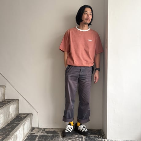 STUDIO WEAREALLANIMALS*Oval Logo STRIPE T-SHIRT