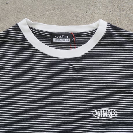 STUDIO WEAREALLANIMALS*Oval Logo STRIPE T-SHIRT