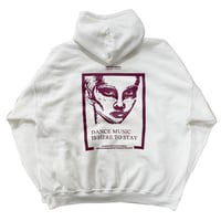 “Dance Music Is Here To Stay” Hoodie [White×Purple] with 2Sticker