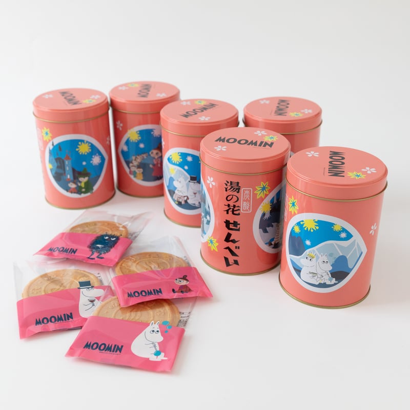 MOOMIN×湯の花せんべい ムーミンファミリーCAN（1缶） | hinodeya-seik