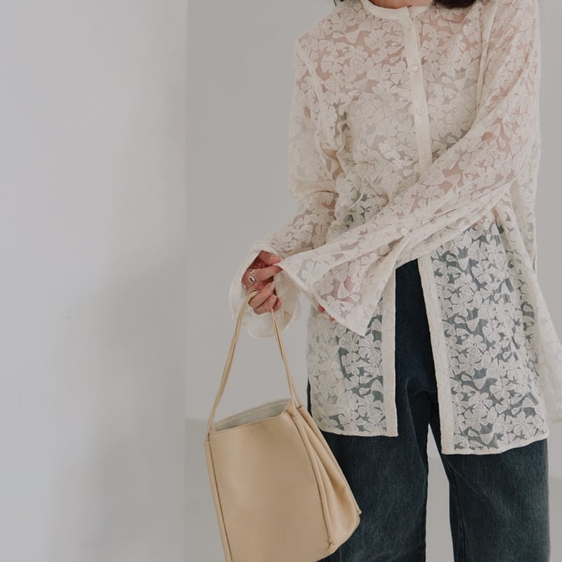 Hella】tulle embroidery shirt | Selectshop shoo