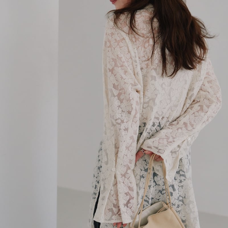 Hella】tulle embroidery shirt | Selectshop shoo