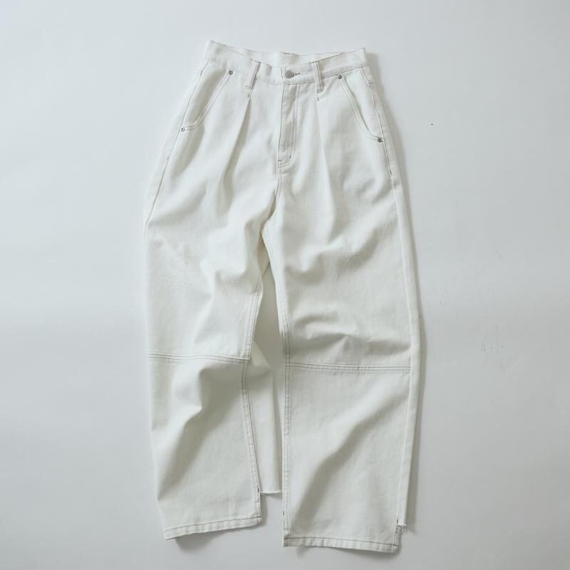 YENN 】HIGH RISE TUCK WIDE DENIM PT white | Sel