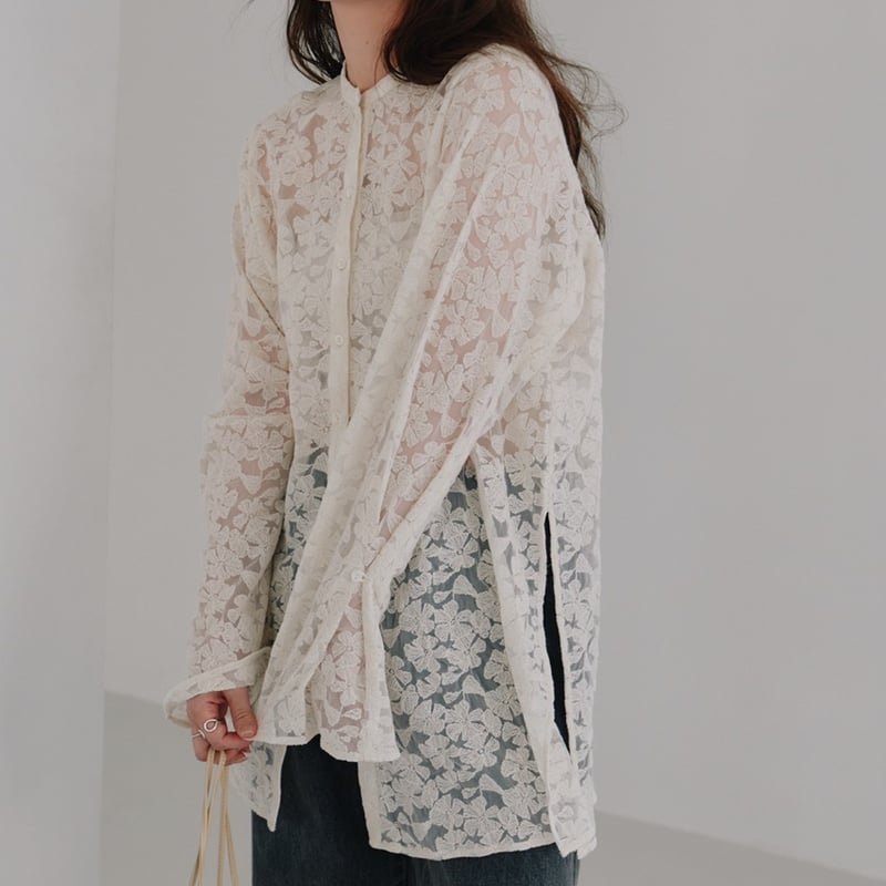 Hella】tulle embroidery shirt | Selectshop shoo
