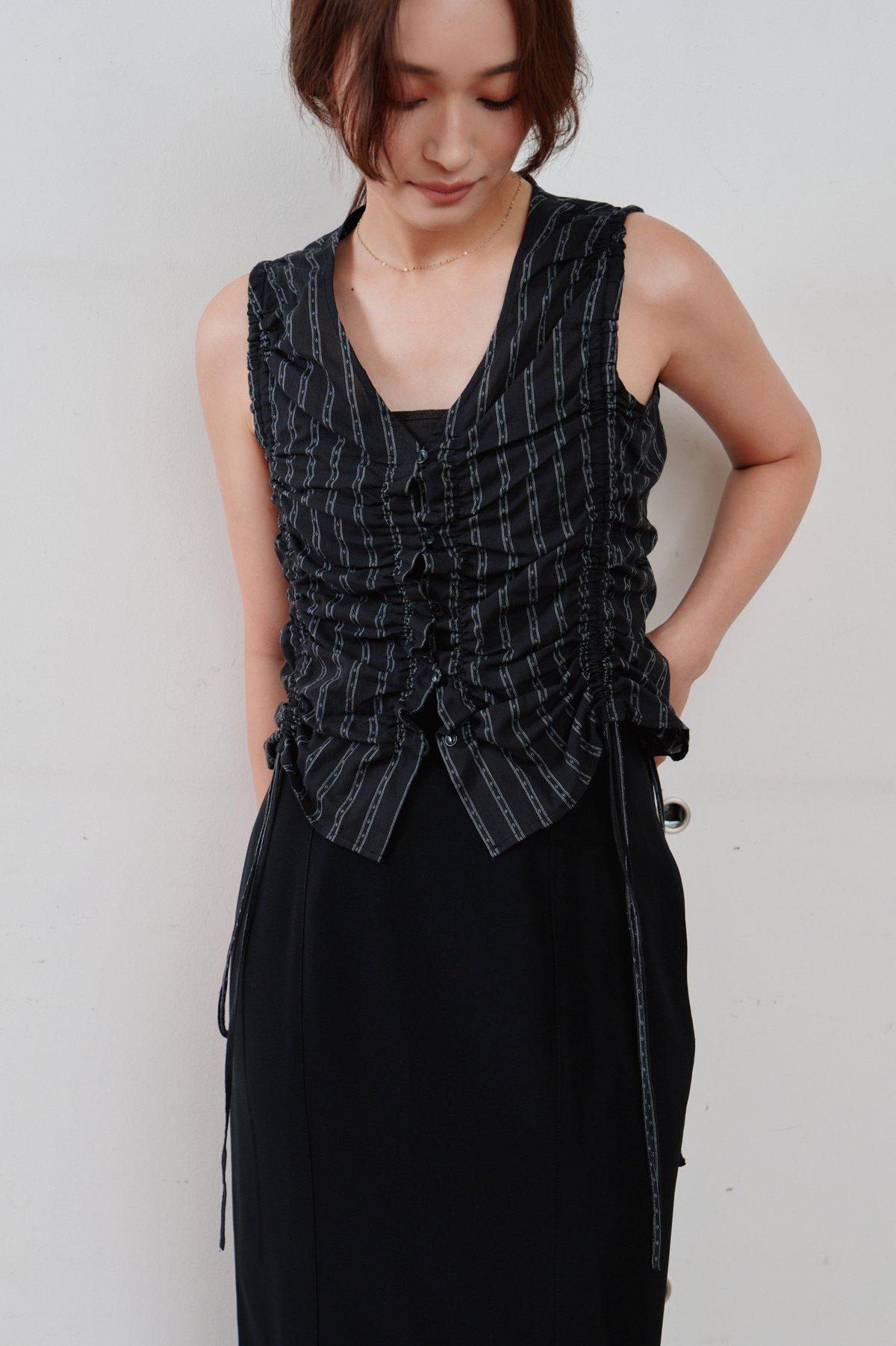 トップス hella gather stripe top Hella】gather stripe top | Selectshop shooby dooby