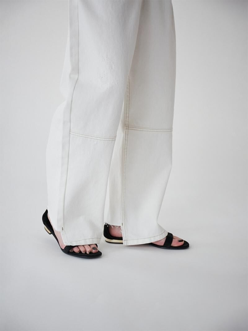 YENN 】HIGH RISE TUCK WIDE DENIM PT white | Sel