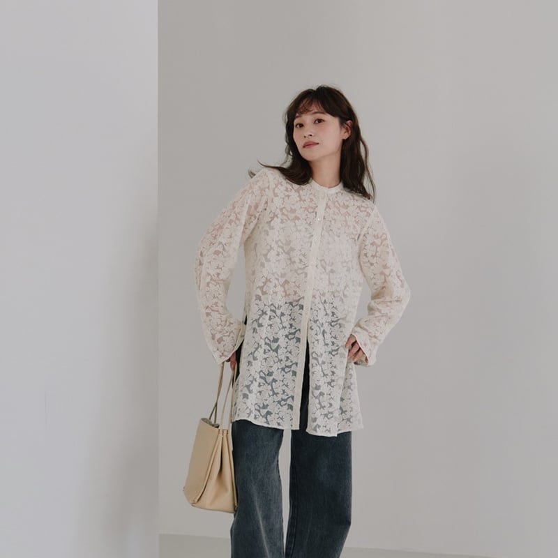 【Hella】tulle embroidery shirt Hella】tulle embroidery shirt | Selectshop shoo