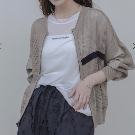【EimeeLaw】　布帛MIXメッシュニットブルゾン