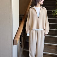 【cafune】　stretch georgette line pants