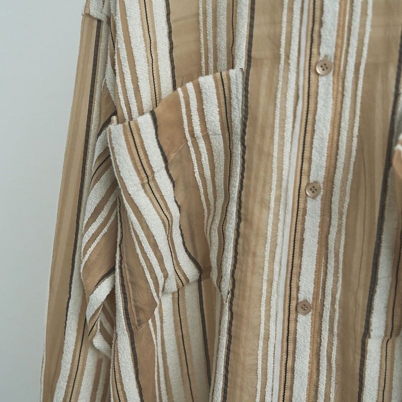 anuke 25AW Sheer Stripe Shirts ベージュ ànuke - 【25AW】Sheer Stripe Shirts / シアーストライプシャツ
