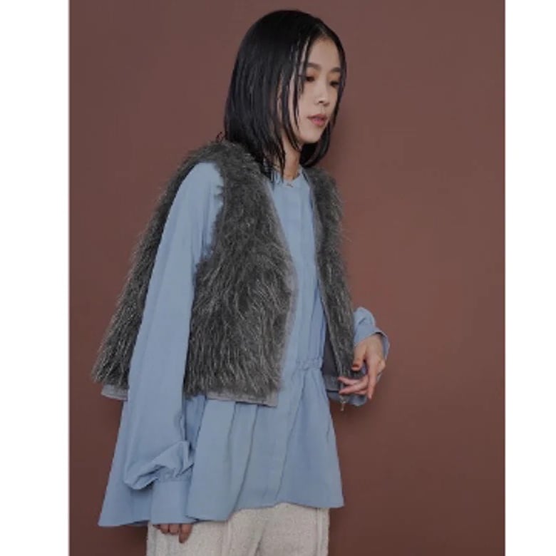 CYAN tokyo ミックスファージップベスト　グレー CYAN TOKYO（シアントーキョー） セール【20%OFF】シアントーキョー