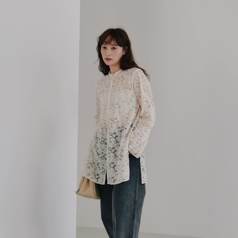 Hella】tulle embroidery shirt | Selectshop shoo