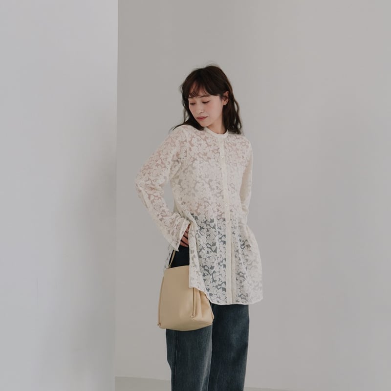 Hella】tulle embroidery shirt | Selectshop shoo
