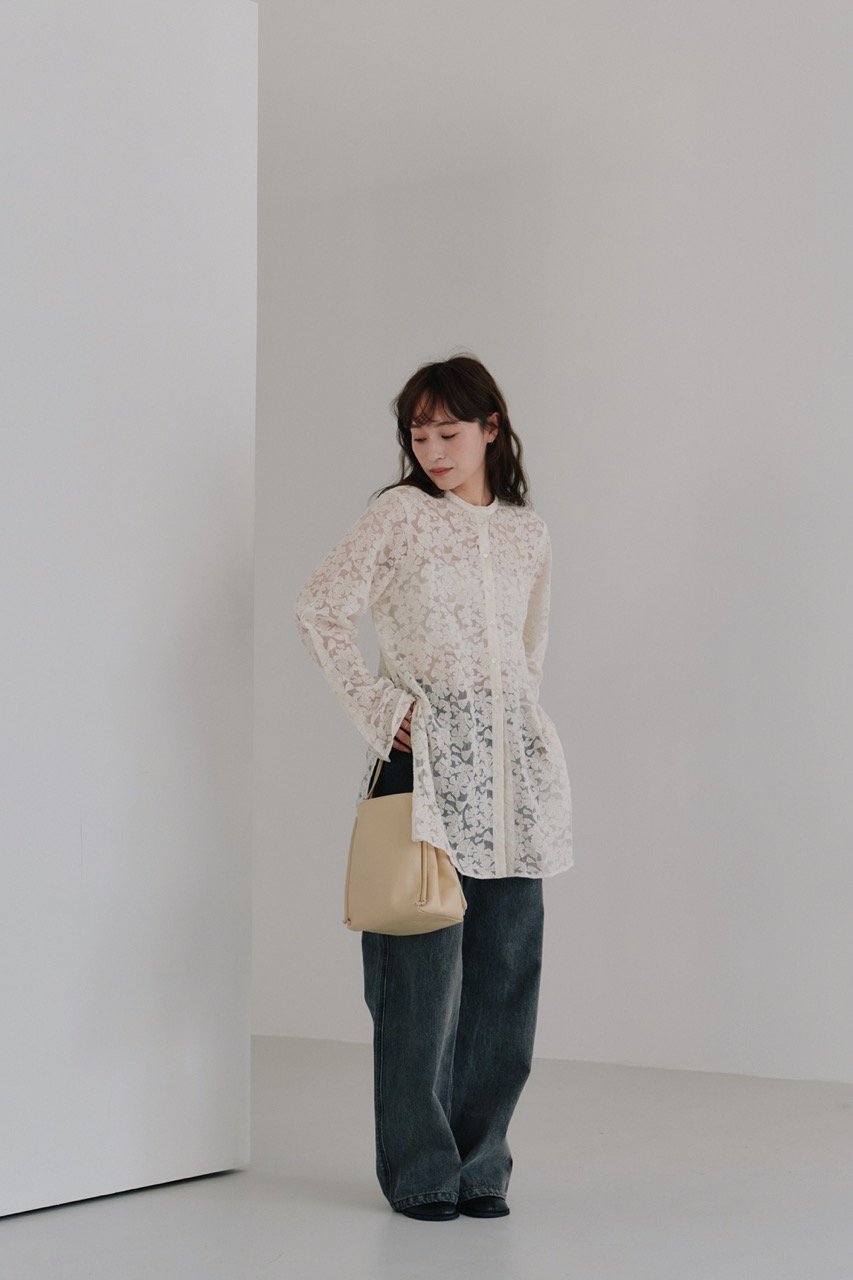 シャツ+ブラウス(長袖+七分) hella tulle embroidery shirt Hella 