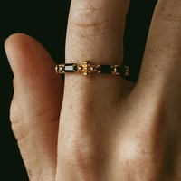 【BRKUMO】 flower ring / onyx (silver/gold)