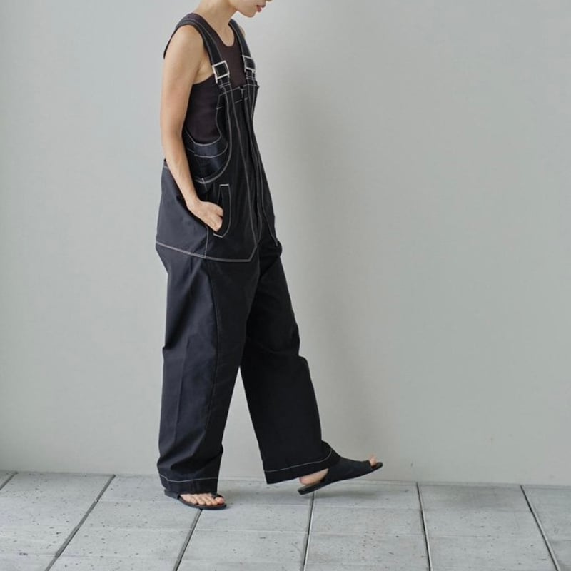 【セール中】Frontzip Cotton Salopette ブラック Frontzip Cotton Salopette black
