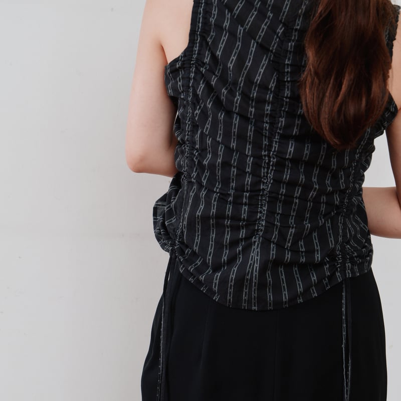 トップス hella gather stripe top Hella】gather stripe top | Selectshop shooby dooby